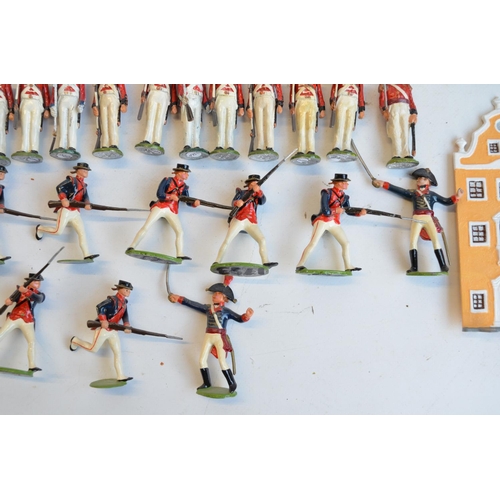 122 - Mixed collection of home painted metal soldiers (standing figure height approx 6cm) and accessories,... 