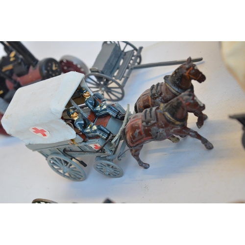 123 - Collection of competently home painted metal figures and diorama accessories and dioramas to include... 