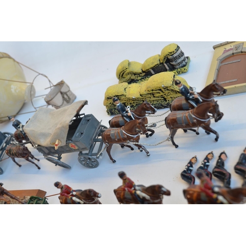 123 - Collection of competently home painted metal figures and diorama accessories and dioramas to include... 