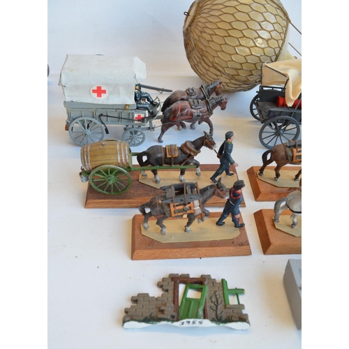 123 - Collection of competently home painted metal figures and diorama accessories and dioramas to include... 