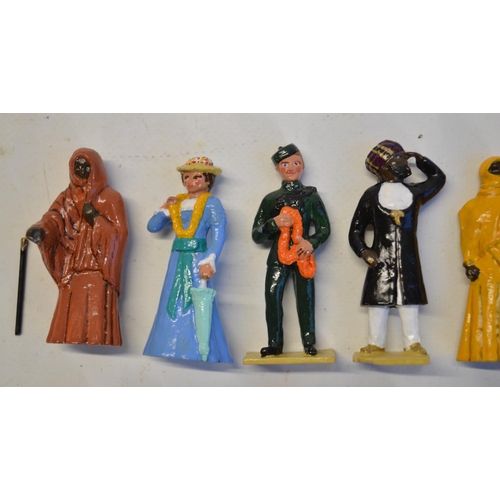 127 - Charming collection of home painted metal figures (Marlborough), all British Raj/Indian street theme... 