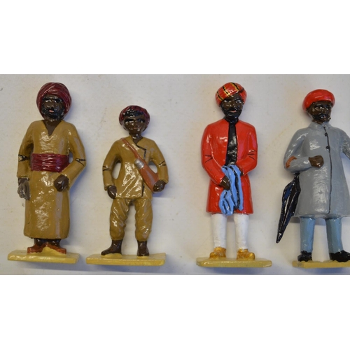 127 - Charming collection of home painted metal figures (Marlborough), all British Raj/Indian street theme... 