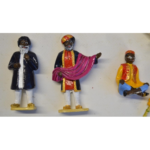 127 - Charming collection of home painted metal figures (Marlborough), all British Raj/Indian street theme... 