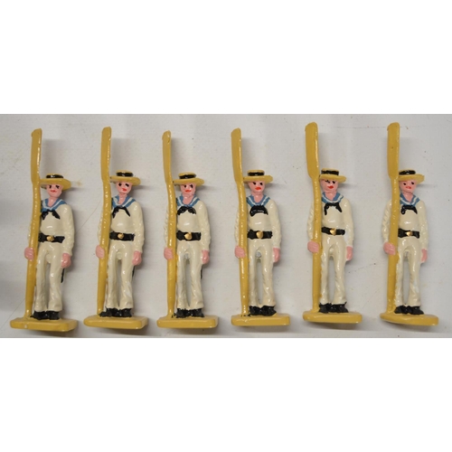 128 - Collection of metal mostly Victorian naval themed figures to include W. Britain's Royal Marine bandm... 