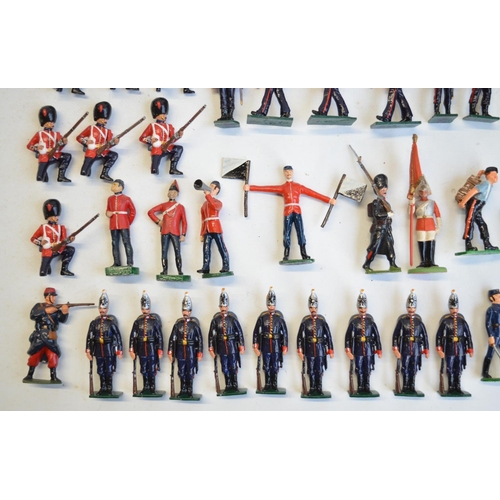 129 - Mixed collection of model soldiers, all but 1 metal and generally but competently home painted and i... 