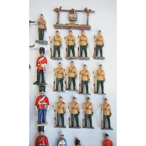 129 - Mixed collection of model soldiers, all but 1 metal and generally but competently home painted and i... 