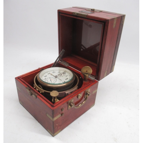 1525 - 20th Century Soviet Era mahogany and brass bound two day ships chronometer, signed 4