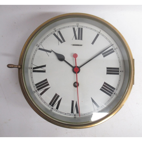 1529 - 20th Century Smiths Industries Limited, Royal Navy Issue brass ships bulkhead clock, 8