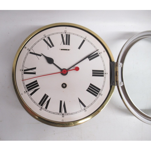 1529 - 20th Century Smiths Industries Limited, Royal Navy Issue brass ships bulkhead clock, 8