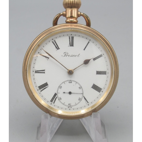 1597 - Lancashire Watch Co. Ltd., Vigil rolled gold keyless pocket watch, signed white enamel Roman dial, s... 