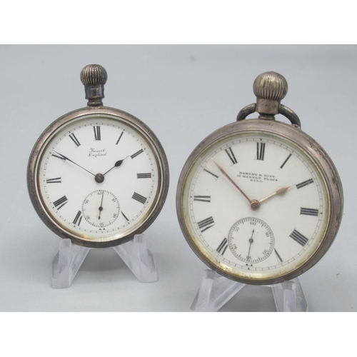 1598 - Barnby & Rust, 15 Market Place, Hull, silver keyless pin set pocket watch, signed white enamel Roman... 