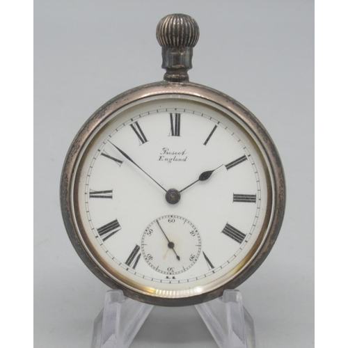 1598 - Barnby & Rust, 15 Market Place, Hull, silver keyless pin set pocket watch, signed white enamel Roman... 