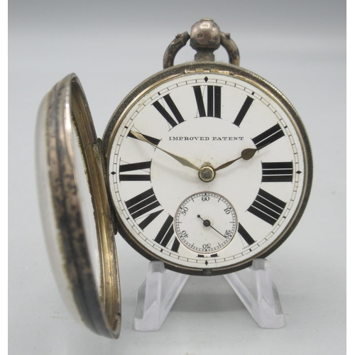 1600 - Joseph Harris, Wolverhampton, Improved Patent silver key wound pocket watch, white enamel Roman dial... 