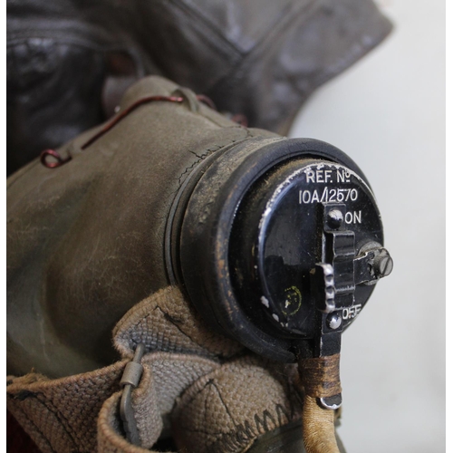 1458 - Early type 22C/450 Air Ministry stamped flying helmet, complete with oxygen mask and headphones/ A/F