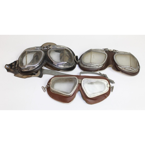 1466 - Three pairs of 20th century flying goggles