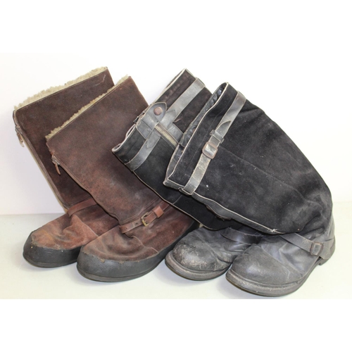 1468 - Two pairs of C1940s/50s sheep-skin flying boots, one stamped 'Itshide Made in England' and one stamp... 