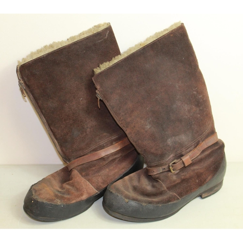 1468 - Two pairs of C1940s/50s sheep-skin flying boots, one stamped 'Itshide Made in England' and one stamp... 