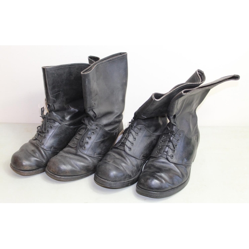 1469 - Two pairs of C1940s/50s black leather boots, one marked 'Itshide Made in England' and the other unma... 