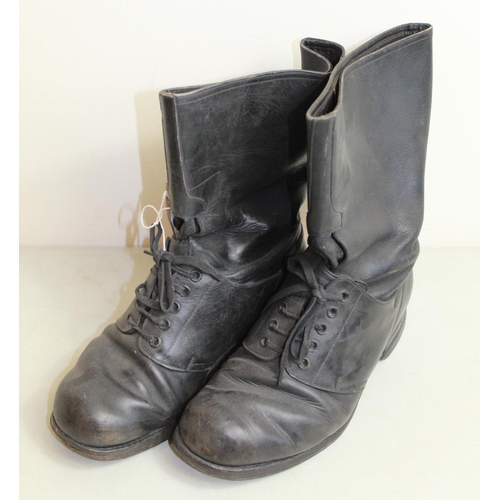 1469 - Two pairs of C1940s/50s black leather boots, one marked 'Itshide Made in England' and the other unma... 