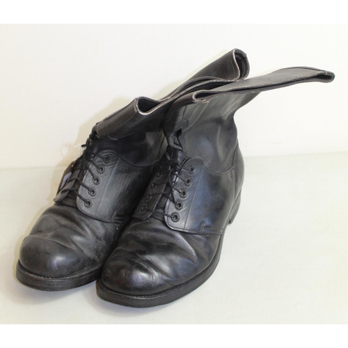 1469 - Two pairs of C1940s/50s black leather boots, one marked 'Itshide Made in England' and the other unma... 