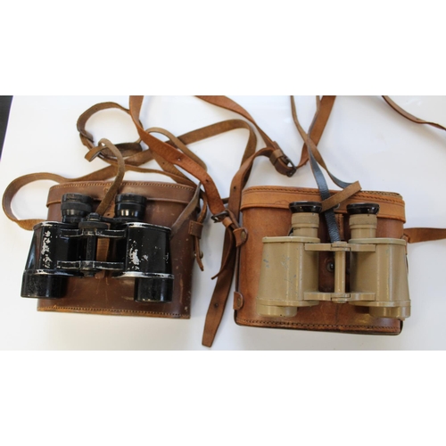 1411 - C.P. Goerz Berlin 8x Helinex D.R.P. Military field binoculars, In leather case. Pair of military fie... 