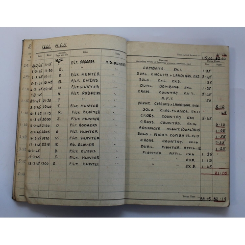 1493 - RAF. Flying Log Book for Sgt Ormesher. First recoding begins 25th September 1944, Ending 30th June 1... 