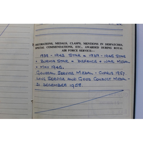 1493 - RAF. Flying Log Book for Sgt Ormesher. First recoding begins 25th September 1944, Ending 30th June 1... 