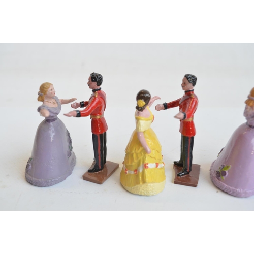 130 - Charming collection of twelve competently home painted metal Victorian era dancing figures to includ... 