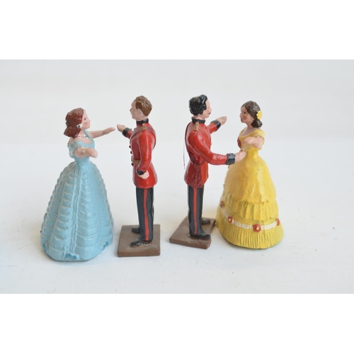 130 - Charming collection of twelve competently home painted metal Victorian era dancing figures to includ... 