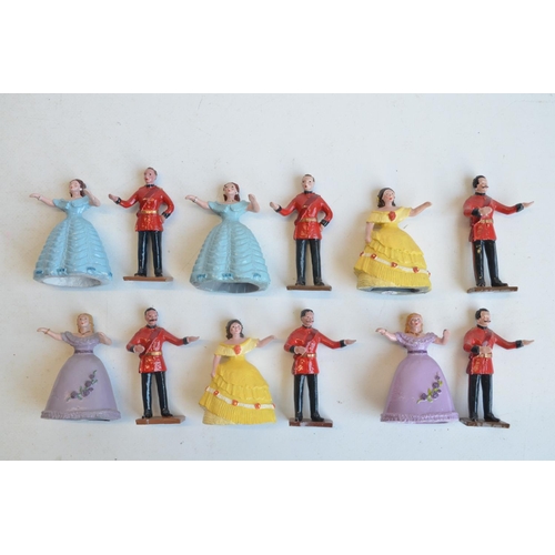 130 - Charming collection of twelve competently home painted metal Victorian era dancing figures to includ... 