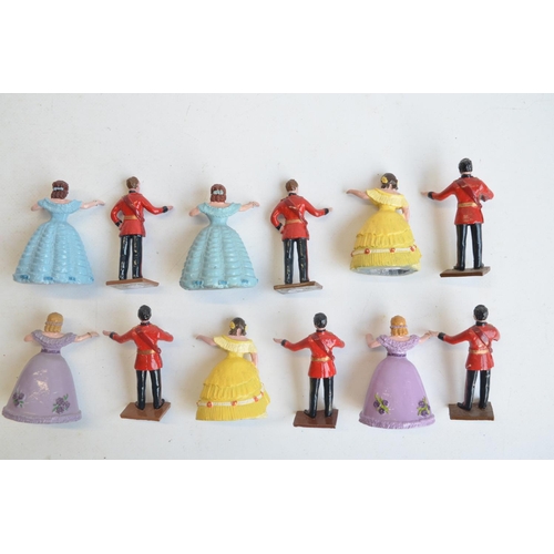 130 - Charming collection of twelve competently home painted metal Victorian era dancing figures to includ... 