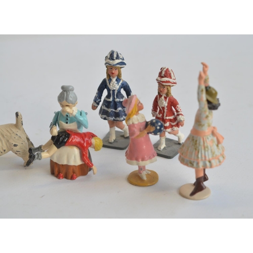 131 - Charming collection of competently home painted small scale metal figures, Victorian era civilians t... 