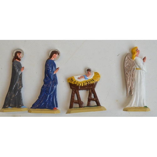 132 - Home painted cast metal flat nativity set from Gebroeder Schnieder of Liepzig Germany (1900-1930), m... 