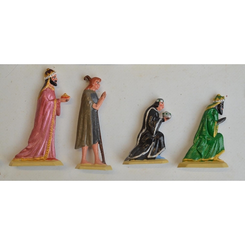 132 - Home painted cast metal flat nativity set from Gebroeder Schnieder of Liepzig Germany (1900-1930), m... 