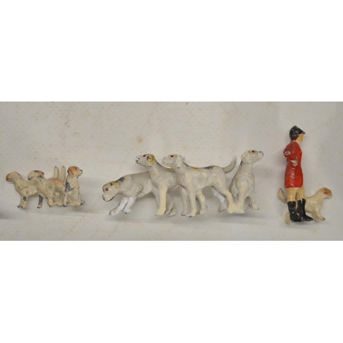 138 - Collection of eight cast metal Polo players from RP Models, 4x jockeys with horses, a deer family  f... 