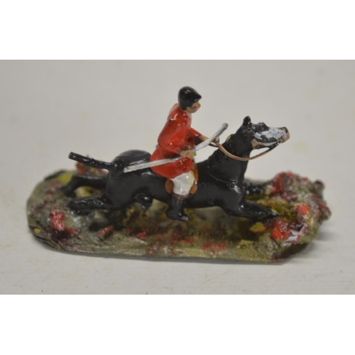 138 - Collection of eight cast metal Polo players from RP Models, 4x jockeys with horses, a deer family  f... 