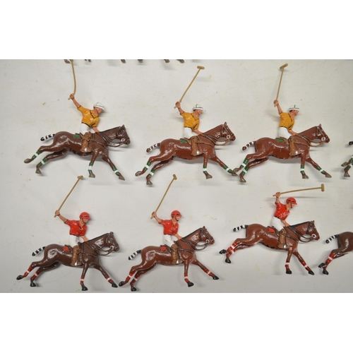 138 - Collection of eight cast metal Polo players from RP Models, 4x jockeys with horses, a deer family  f... 