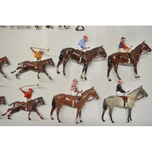 138 - Collection of eight cast metal Polo players from RP Models, 4x jockeys with horses, a deer family  f... 