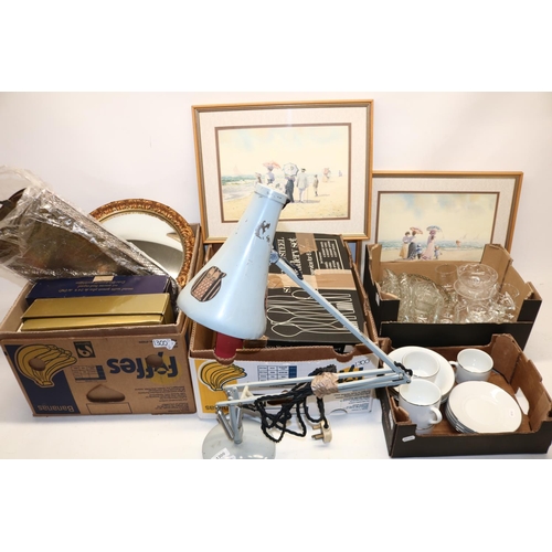 1334 - WITHDRAWN Anglepoise model 75 desk lamp, and various other items incl. glassware, pair of prints, Ro... 