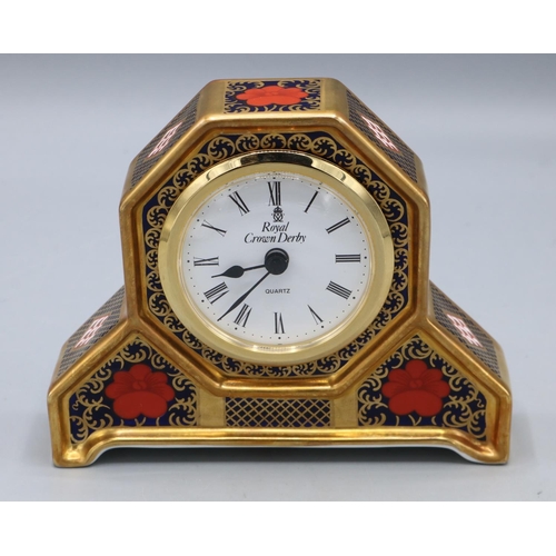 316 - Royal Crown Derby Old Imari 1128 pattern mantle clock, H10.5cm