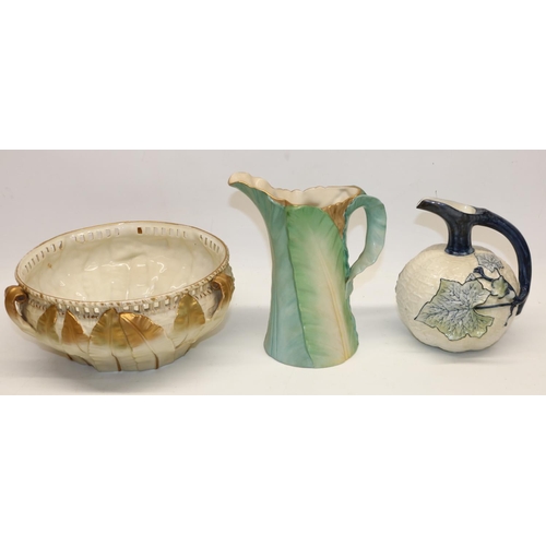 360 - Group of Royal Worcester porcelain, comprising leaf moulded bowl 1947, D23.5cm and jug, H20.5cm, and... 