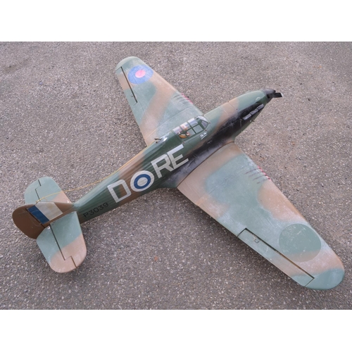 1284 - Large scale petrol powered radio controlled Hawker Hurricane model, scale approx 1/6 (wingspan appro... 