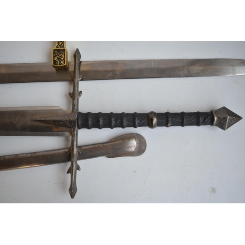 1291 - Five full size replica swords to include a US Civil War style cavalry sword, Excalibur, Sauron's swo... 