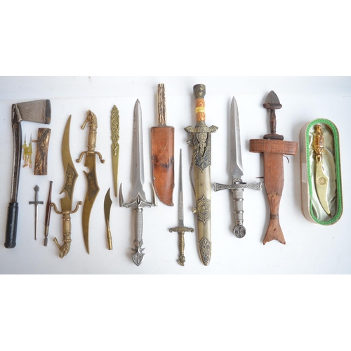 1294 - Collection of knives,letter openers, a homemade axe, etc.