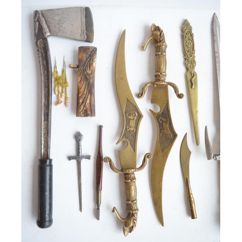 1294 - Collection of knives,letter openers, a homemade axe, etc.