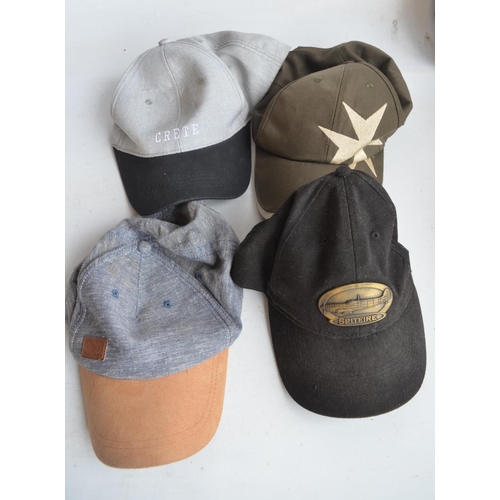 1301 - Collection of baseball caps, a flat cap (small/medium), an Australian style leather hat by Hawkins (... 