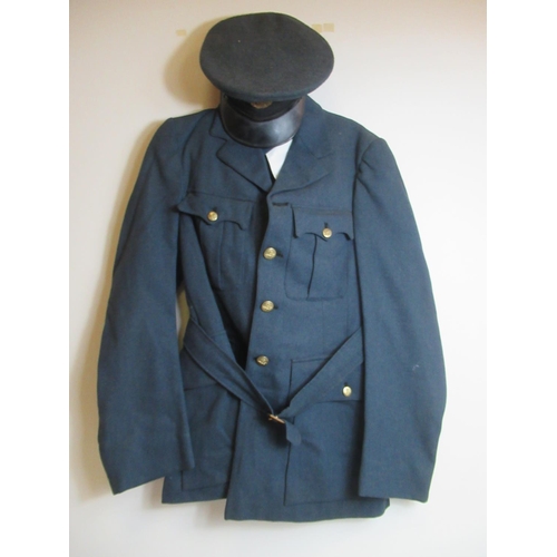 1448 - Circa mid 20th-century RAF tunic, dress jacket, waistcoat and cap, W48cm. (3)