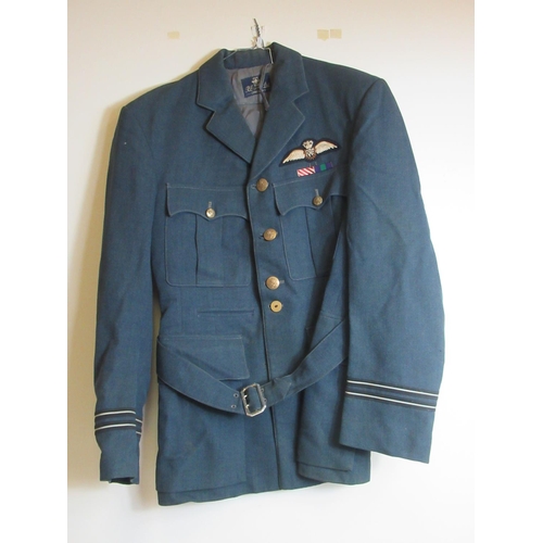 1448 - Circa mid 20th-century RAF tunic, dress jacket, waistcoat and cap, W48cm. (3)