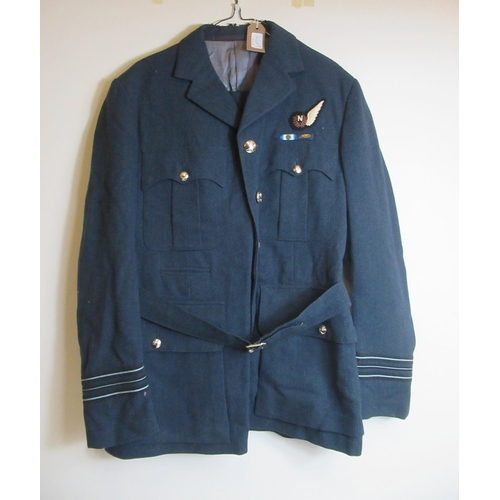 1449 - Two circa mid 20th-century RAF Navigator's tunics and trousers, dress jacket and cap, W50cm. (4)