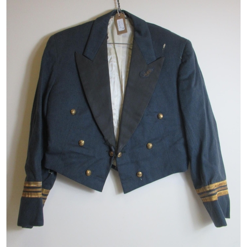 1449 - Two circa mid 20th-century RAF Navigator's tunics and trousers, dress jacket and cap, W50cm. (4)